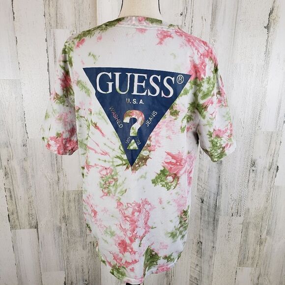 Guess Tie Dye Logo Tee Sz M - Picture 5 of 9